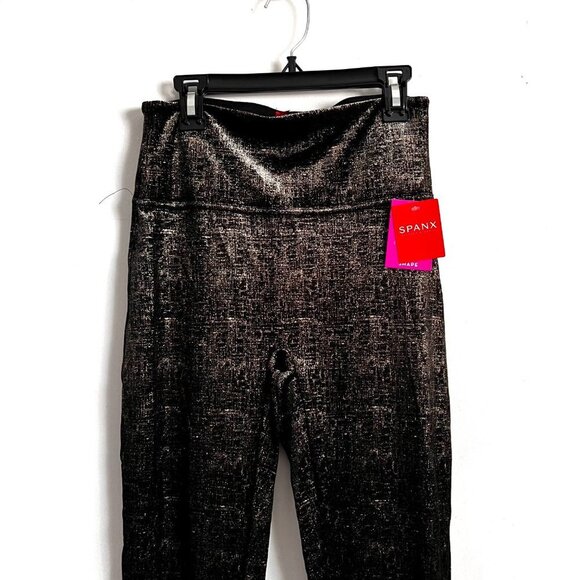 Spanx Velvet Shine Legging Black & Good Metallic Soft Medium Shaping - Picture 6 of 7